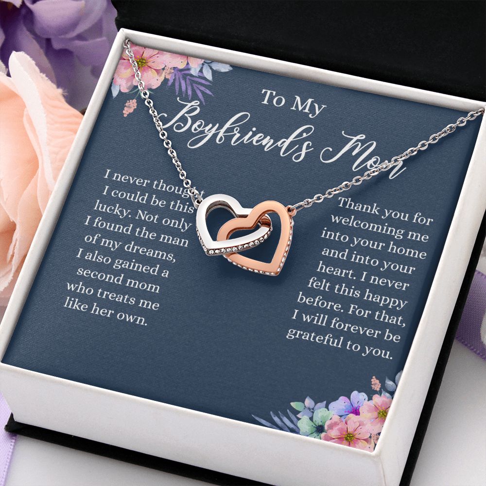 To My Boyfriends Mom Necklace, Gifts For Boyfriend Mom, Boyfriends Mom Birthday Gift, Boyfriend Mother Gift, Gifts for boyfriend mom, Boyfriend mom Mother's Day Gift Jewelry for Women Interlocking Hearts Necklace