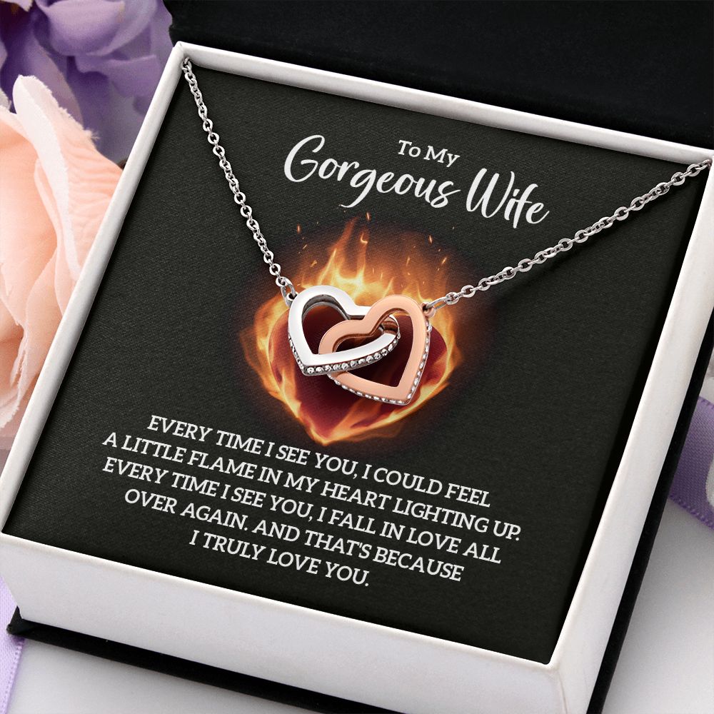 Birthday Gifts For Wife, Necklace Gifts For Wife From Husband, To My Wife Jewelry For Women , To My Wife Necklace  from Husband Wedding Anniversary Present For Wife, Beautiful Wife Jewelry Christmas32 Interlocking Hearts Necklace