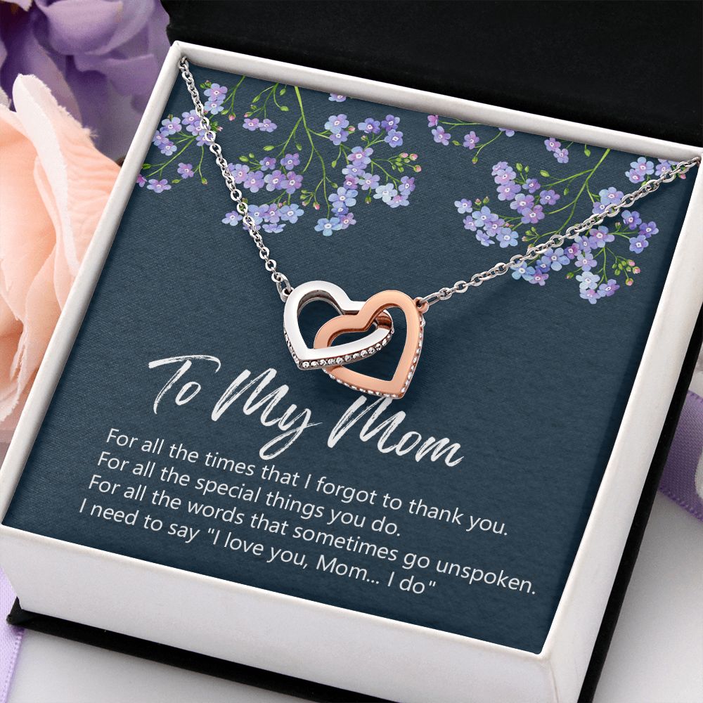 To My Mom Necklace Jewelry Gift, Birthday Gift For Mom, Mother's Day Gift For Mom, Message Card Jewelry Gift For Mom, Meaningful Mom Gift Interlocking Hearts Necklace