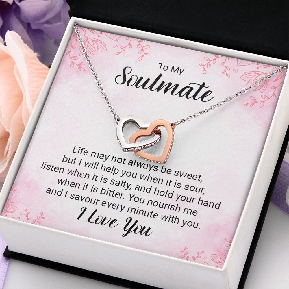 To My Soulmate Necklace for Women Birthday Christmas Jewelry Gifts For My Wife with Message Card Box Personalized Gift Present Pendant for Future Wife Soulmate Girlfriend Love 15 Interlocking Hearts Necklace