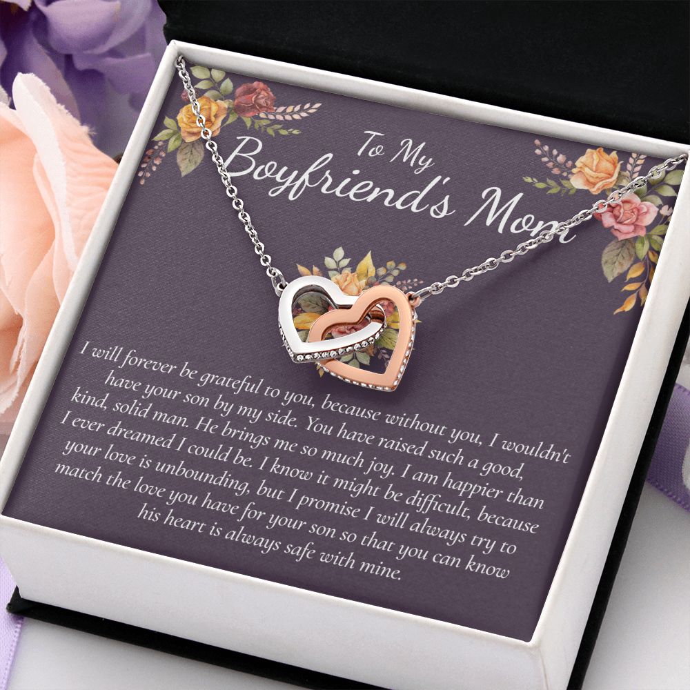 Sterling Silver Necklace for Women with Cubic Zirconia for Boyfriend's Mom Daugterin Law To My Mother in Law Necklace  Gift on Birthday Mother's Day Wedding Christmas Pendant Interlocking Hearts Necklace
