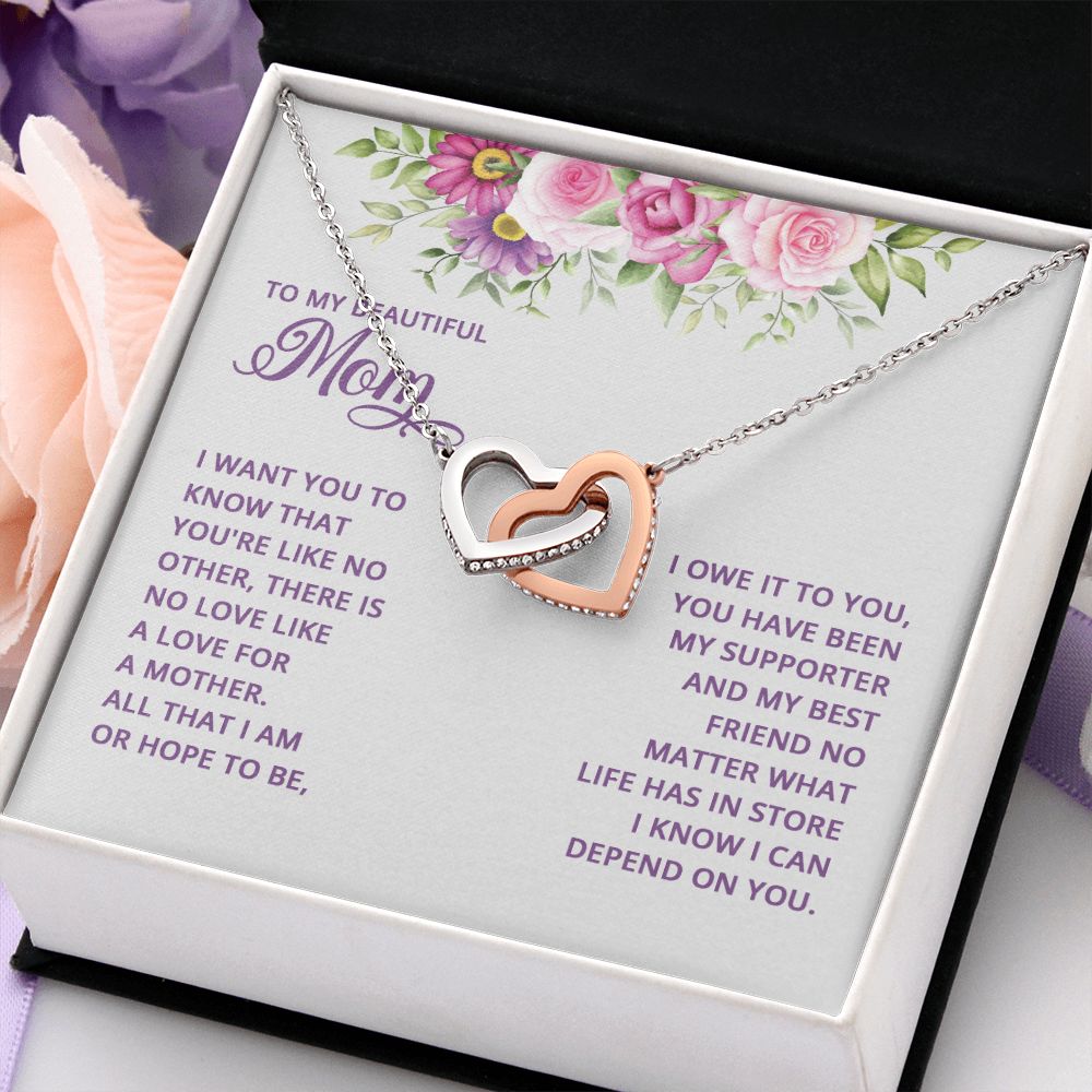 Mom Necklace Gifts for Mom from Daughter to Mom Gifts for Mothers Day from Daughter, To My Mom Necklace from Daughter to Mom Birthday Gifts Necklace with Message Card and Gift Box17 Interlocking Hearts Necklace