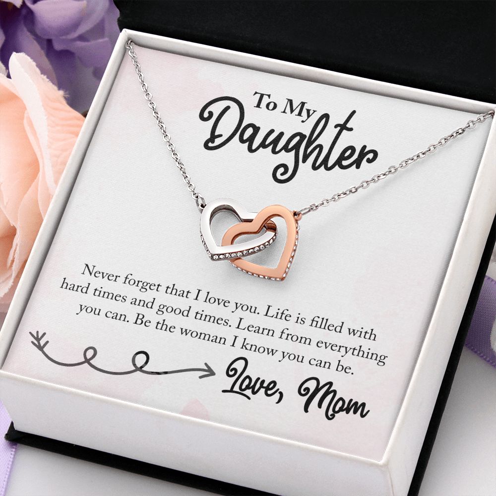 To My Daughter Necklace Pendant Gift From Mom Necklace I Know You Can Be With Message Card Gift Box Gift For To Daughter Daughter In Law On Birthday Anniversary Interlocking Hearts Necklace