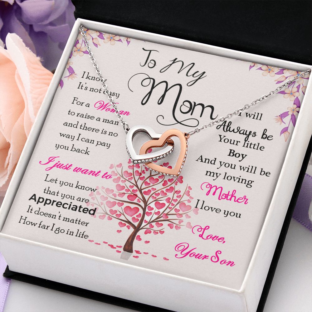 To My Mom Necklace Pendant Gift From Son I Know It's Not Easy For A Woman Necklace For To Mom Happy Mothers Day Mother In Law Gift On Birthday Anniversary Gift 30821 Interlocking Hearts Necklace