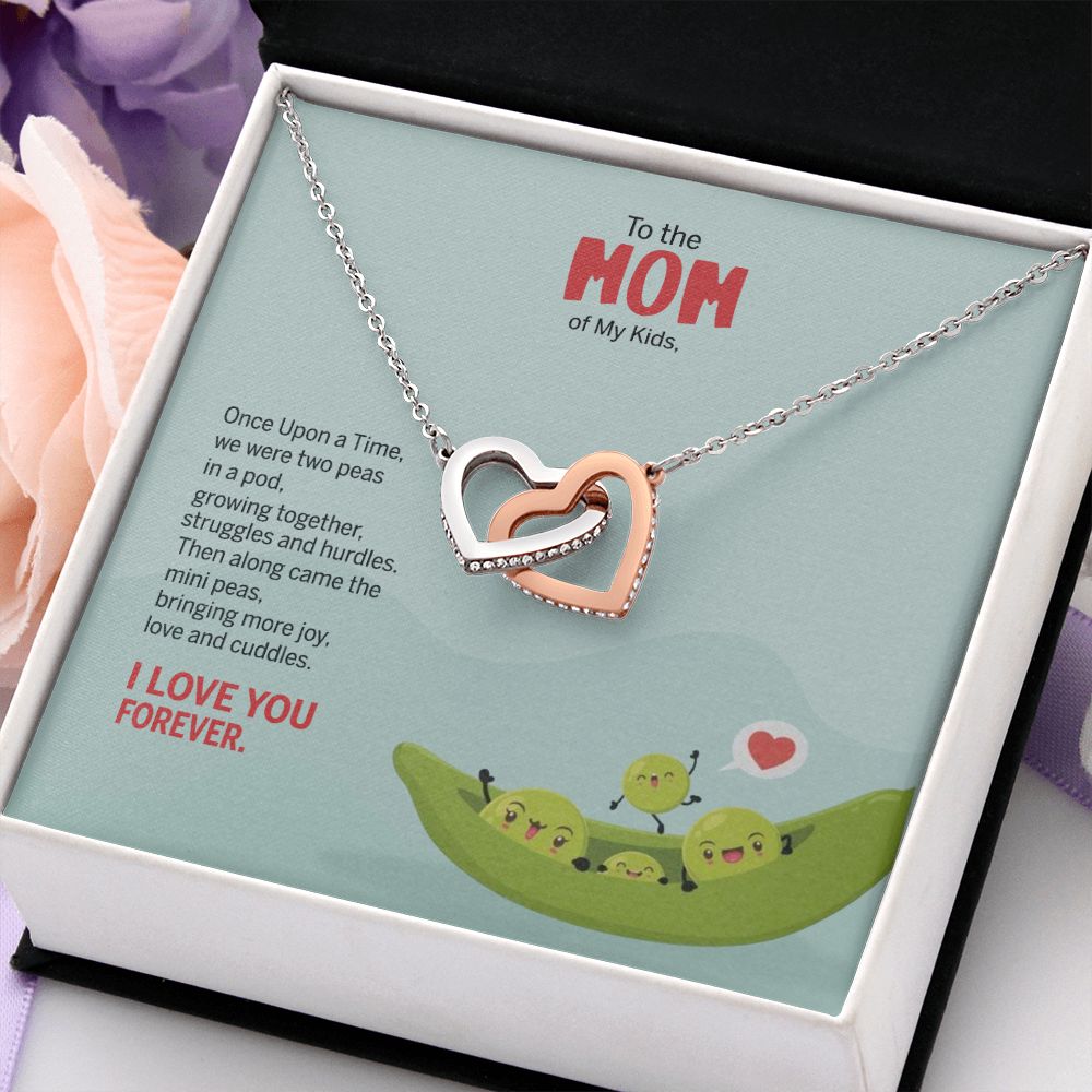 To My Mom Peas Pod Necklace From Kids, Gift For Mom On Mother's Day Jewelry Mom Interlocking Hearts Necklace