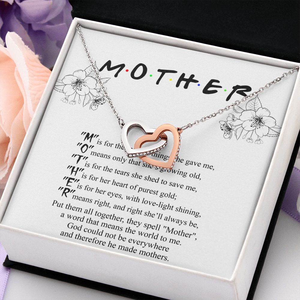 Mom Necklace Gifts for Mom from Daughter to Mom Gifts for Mothers Day from Daughter, To My Mom Necklace from Daughter to Mom Birthday Gifts Necklace with Message Card and Gift Box2224 Interlocking Hearts Necklace