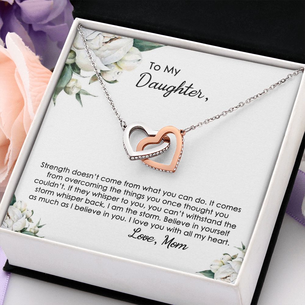 Mother Daughter Gift Ideas, To My Daughter Gift Necklace from Mom, Jewelry Pendant Present for Daughter, Birthday Christmas Gift Graduation Gifts for Daughters, Mother and Daughter Necklace 2140 Interlocking Hearts Necklace