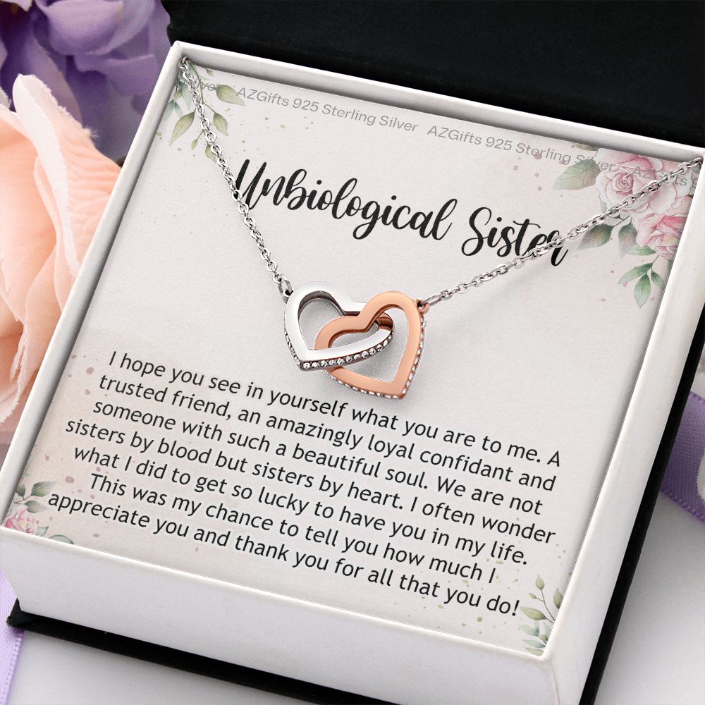 Gifts For Unbiological Sister, Unbiological Sister Gift, Unbiological Sister Gift Birthday, Gift For Best Friends Birthday, Best Friend Gift Interlocking Hearts Necklace