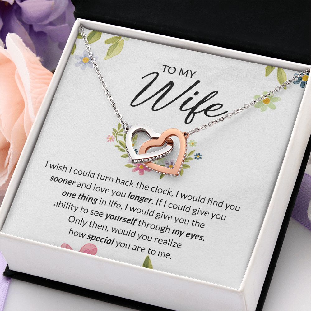 Birthday Gifts For Wife, Necklace Gifts For Wife From Husband, To My Wife Jewelry For Women , To My Wife Necklace  from Husband Wedding Anniversary Present For Wife, Beautiful Wife Jewelry Christmas17 Interlocking Hearts Necklace