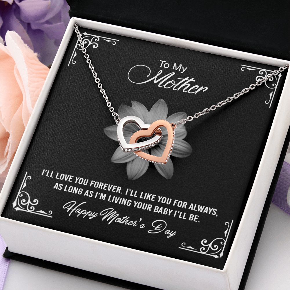 Mom Necklace Gifts for Mom from Daughter to Mom Gifts for Mothers Day from Daughter, To My Mom Necklace from Daughter to Mom Birthday Gifts Necklace with Message Card and Gift Box2247 Interlocking Hearts Necklace