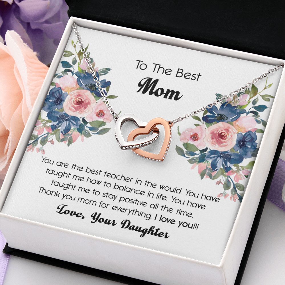 To My Mom Necklace, Gift For Mom, Mother's Day Gift from Daughter, Mom Jewelry Gift for Mothers Day, Birthday Gift for Mother, Moms Gift from Daughter Son, Necklace for Mom Mother 7 Interlocking Hearts Necklace