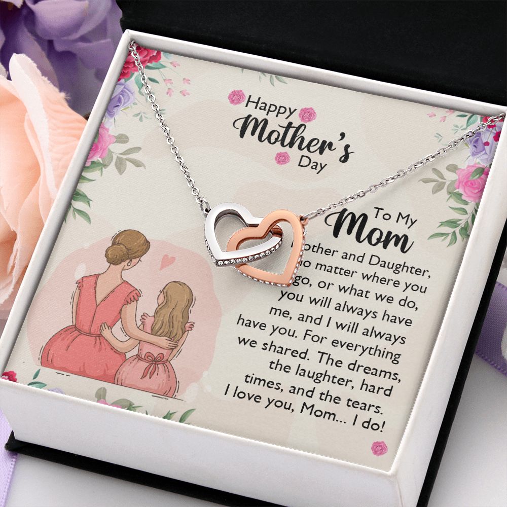 Mom Necklace Gifts for Mom from Daughter to Mom Gifts for Mothers Day from Daughter, To My Mom Necklace from Daughter to Mom Birthday Gifts Necklace with Message Card and Gift Box11 Interlocking Hearts Necklace