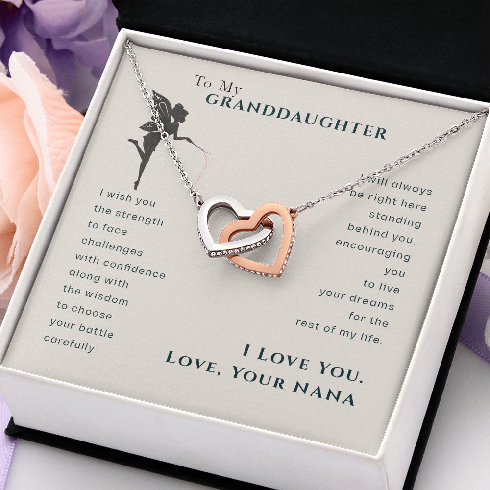 To My Granddaughter Dragonfly Necklace, Gift for Granddaughter From Nana Interlocking Hearts Necklace