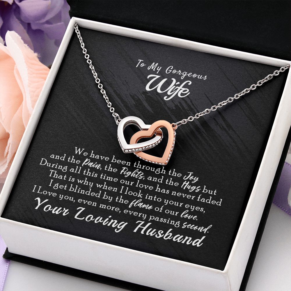 To My Wife Necklace from Husband, Personalized Necklace for Women, Luxury Necklace for Wife from Man Men, Wedding Anniversary Present For Wife, Beautiful Wife Jewelry Christmas Birthday Gift For Wife14 Interlocking Hearts Necklace