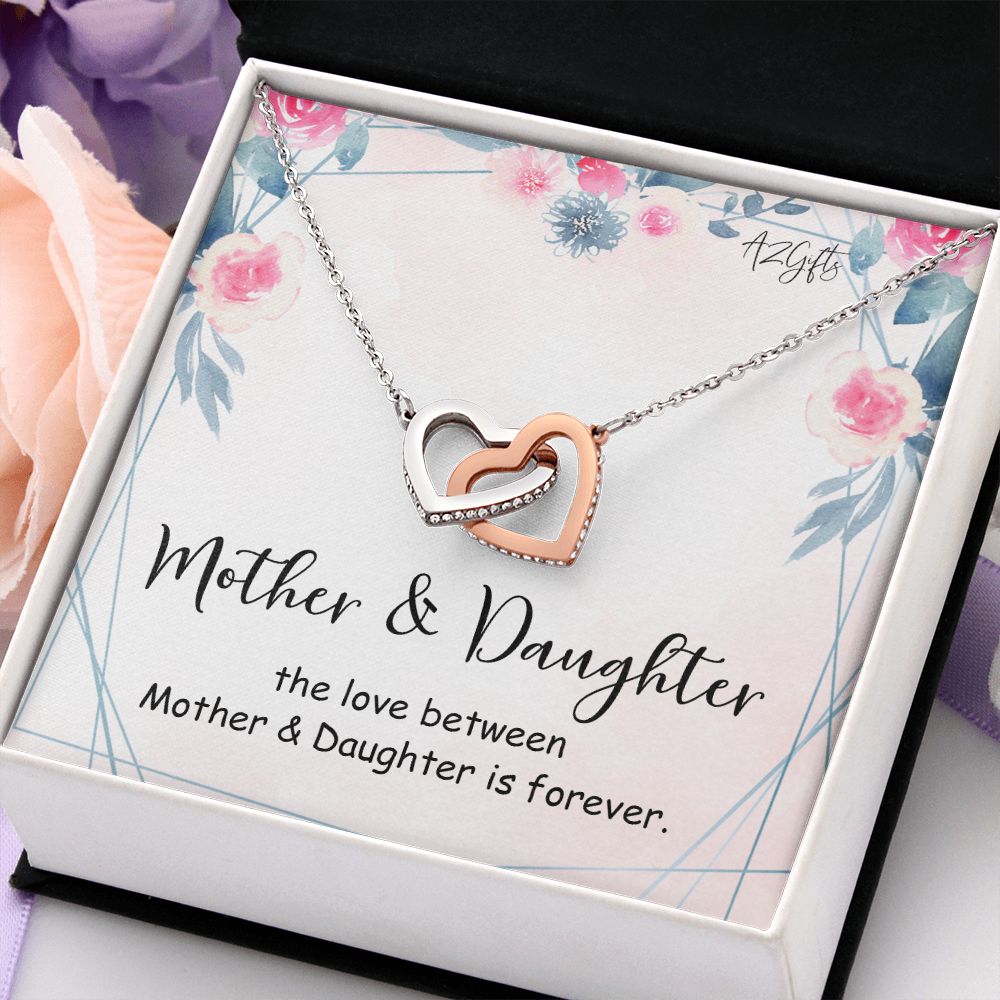 Mom Necklace Gifts for Mom from Daughter to Mom Gifts for Mothers Day from Daughter, To My Mom Necklace from Daughter to Mom Birthday Gifts Necklace with Message Card and Gift Box Interlocking Hearts Necklace