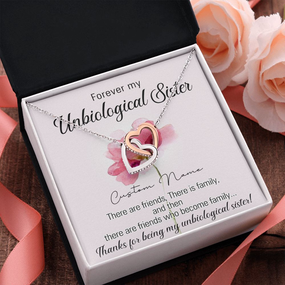 To My Unbiological Sister Necklace for Soul Sister Gift for Big Little Sorority Sister in Law Necklace for Sister Gift Tribe Jewelry Birthday Gift Idea for Best Friend 301 Interlocking Hearts Necklace