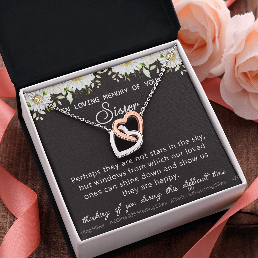 Loss Of Sister Necklace Gift, Sympathy Loss Of Sister, Sympathy Gift Box, Loss Of Sister Necklace, Loss Of Sister, Loss Of Sister Gift, Condolence Gifts, Remembrance Necklace for Women Interlocking Hearts Necklace