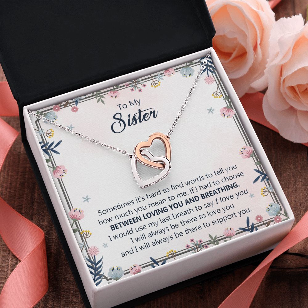 To My Sister Necklace Pendant Inspirational Jewelry For Women Teen Girl Family and Friendship Gifts Sisters Gifts Idea Sister Jewelry Necklace for Sisters Sentimental Gifts for Sister 301 Interlocking Hearts Necklace