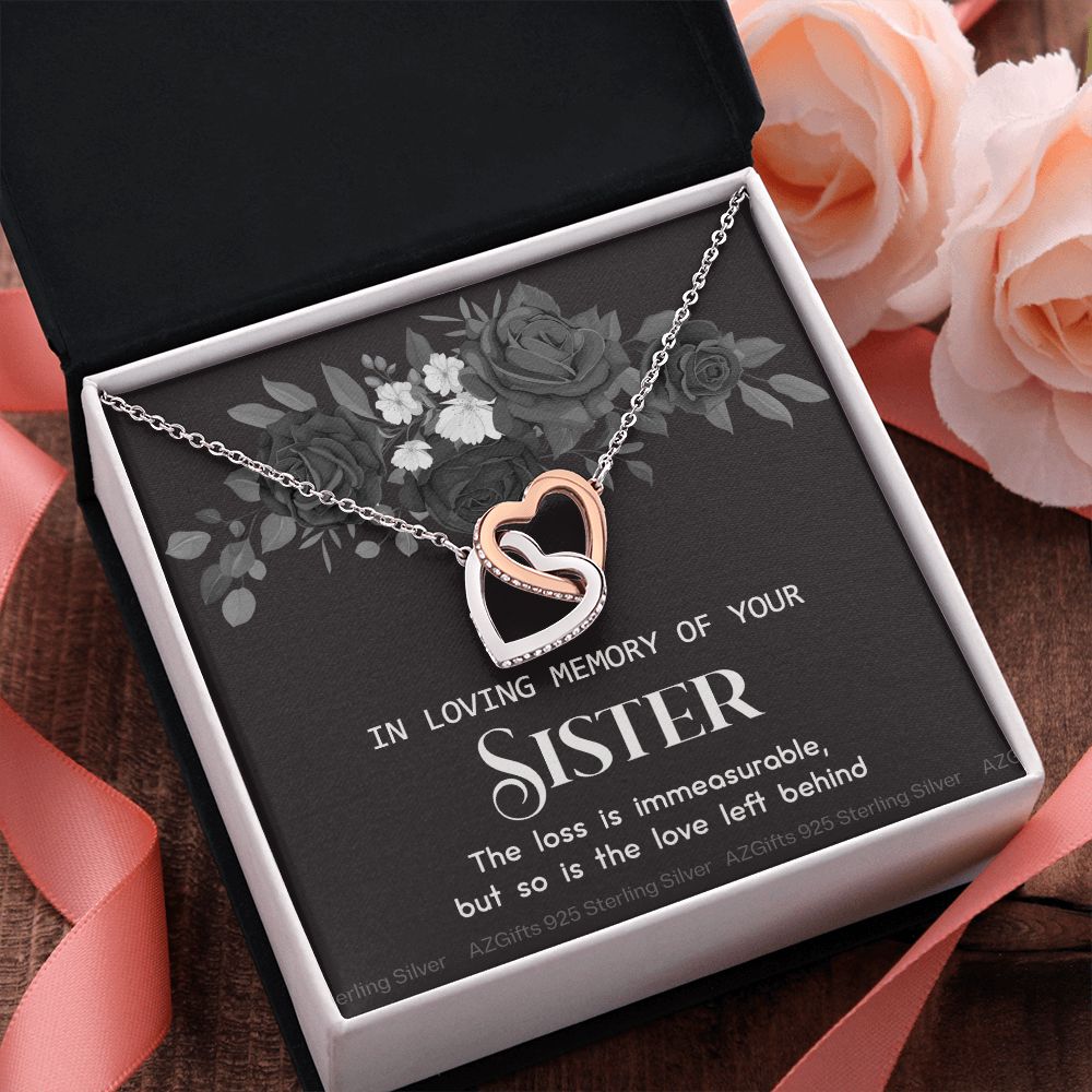In Memory Of Your Sister, Sympathy Gift Loss Of Sister, Sympathy Gift Box, Loss Of Sister Necklace, Loss Of Sister, Loss Of A Sister Interlocking Hearts Necklace