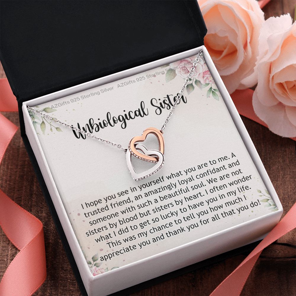 Gifts For Unbiological Sister, Unbiological Sister Gift, Unbiological Sister Gift Birthday, Gift For Best Friends Birthday, Best Friend Gift Interlocking Hearts Necklace