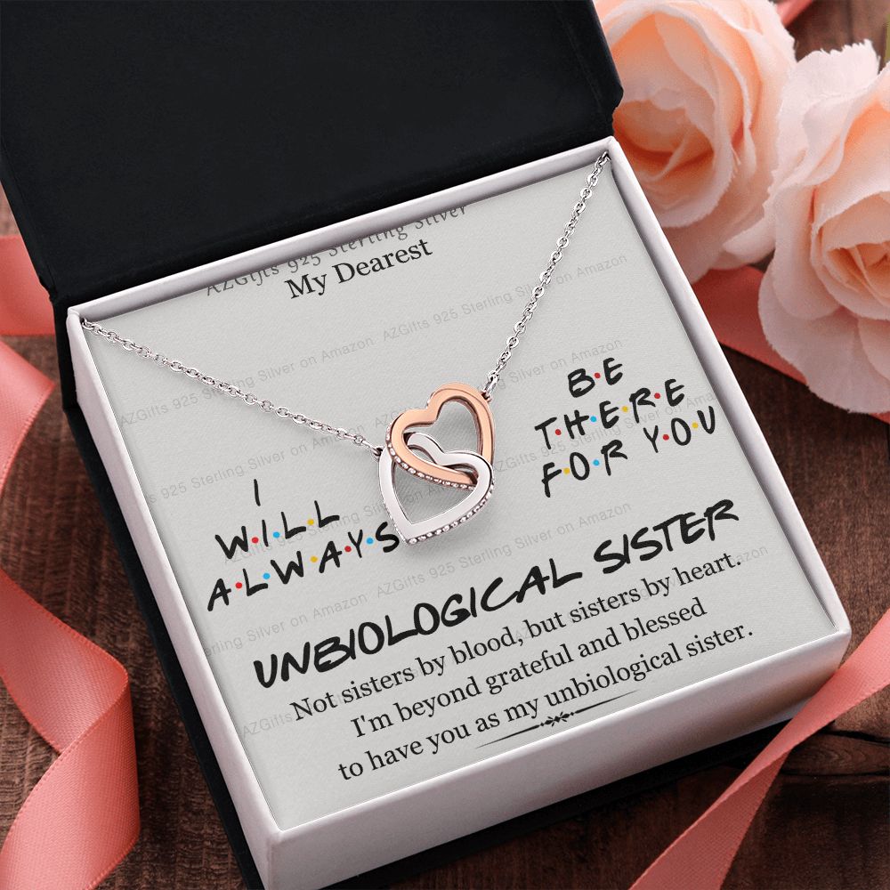 To My Unbiological Sister Necklace Pendant Gift for Soul Sister Unbiological Sister Gift for Women Girls My Unbiological Sister Jewelry Birthday Gift Idea 301 Interlocking Hearts Necklace