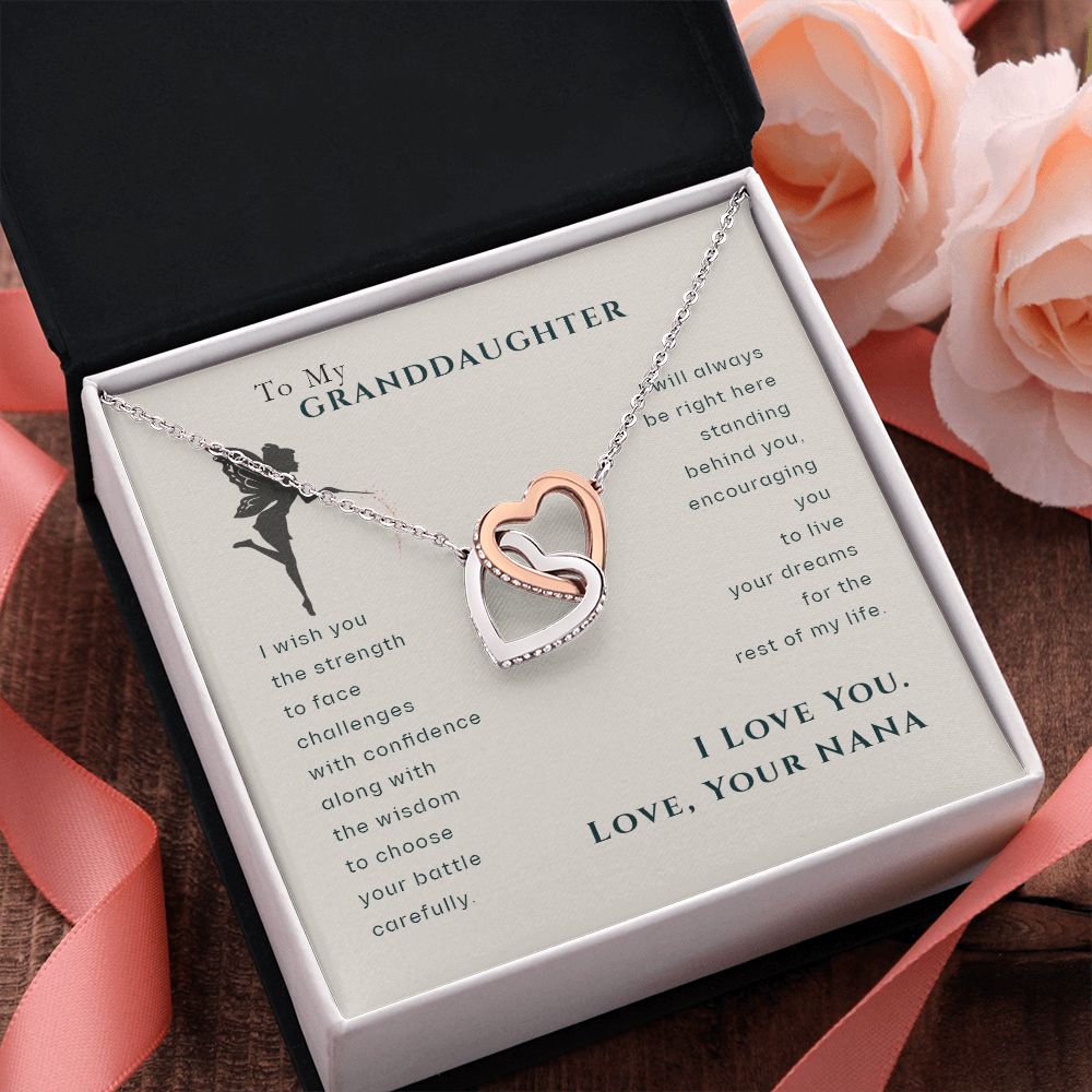 To My Granddaughter Dragonfly Necklace, Gift for Granddaughter From Nana Interlocking Hearts Necklace
