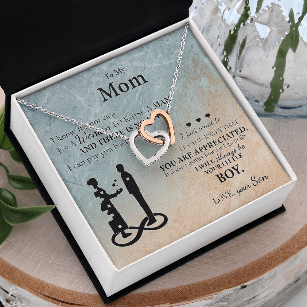 Mom Gift From Son To Mother Necklace Thoughtful Birthday Gift Sentimental Interlocking Hearts Necklace