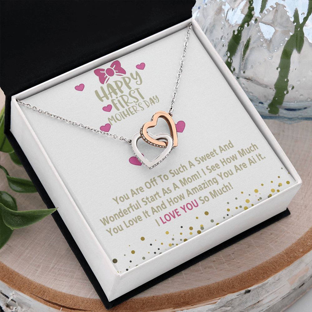 Mom Necklace Gifts for Mom from Daughter to Mom Gifts for Mothers Day from Daughter, To My Mom Necklace from Daughter to Mom Birthday Gifts Necklace with Message Card and Gift Box15 Interlocking Hearts Necklace