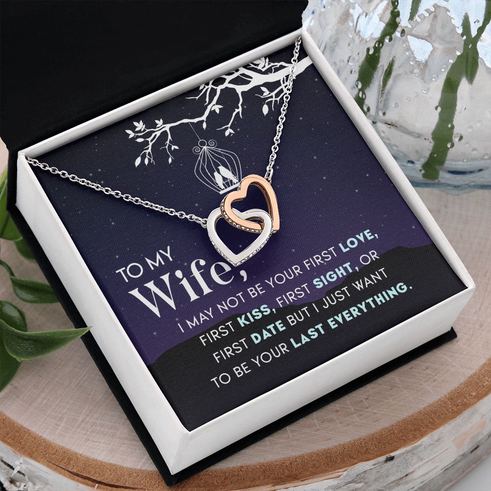 To My Wife Necklace from Husband, Personalized Necklace for Women, Luxury Necklace for Wife from Man Men, Wedding Anniversary Present For Wife, Beautiful Wife Jewelry Christmas Birthday Gift For Wife15 Interlocking Hearts Necklace