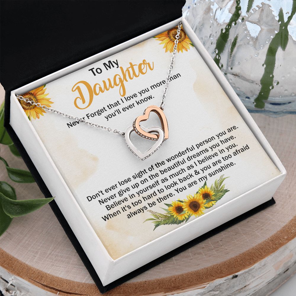 Mother Daughter Gift Ideas, To My Daughter Gift Necklace from Mom, Jewelry Pendant Present for Daughter, Birthday Christmas Gift Graduation Gifts for Daughters, Mother and Daughter Necklace 29 Interlocking Hearts Necklace