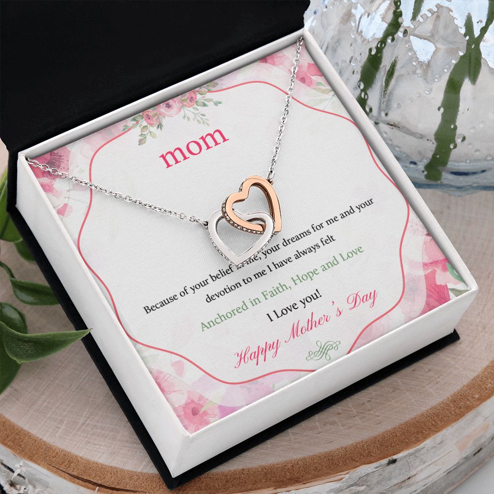 Mom Necklace Gifts for Mom from Daughter to Mom Gifts for Mothers Day from Daughter, To My Mom Necklace from Daughter to Mom Birthday Gifts Necklace with Message Card and Gift Box12 Interlocking Hearts Necklace