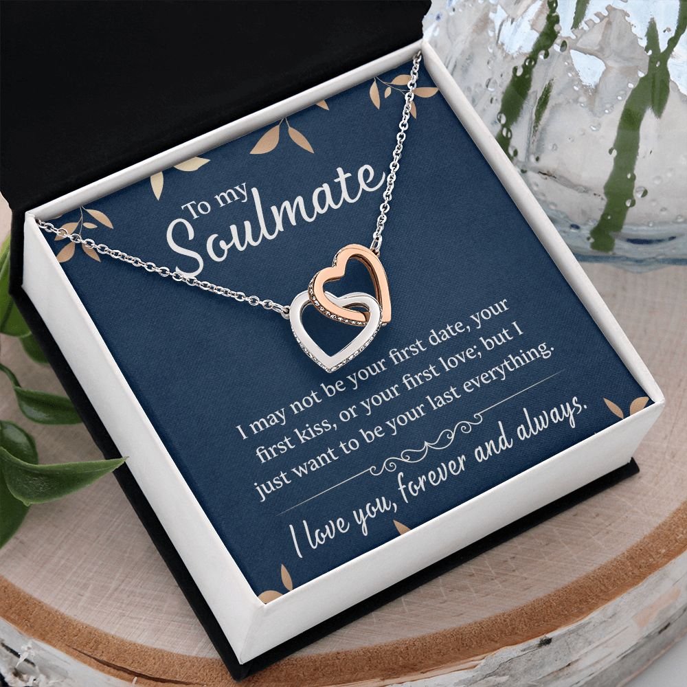 To My Soulmate Necklace for Women Birthday Christmas Jewelry Gifts For My Wife with Message Card Box Personalized Gift Present Pendant for Future Wife Soulmate Girlfriend Love 21 Interlocking Hearts Necklace