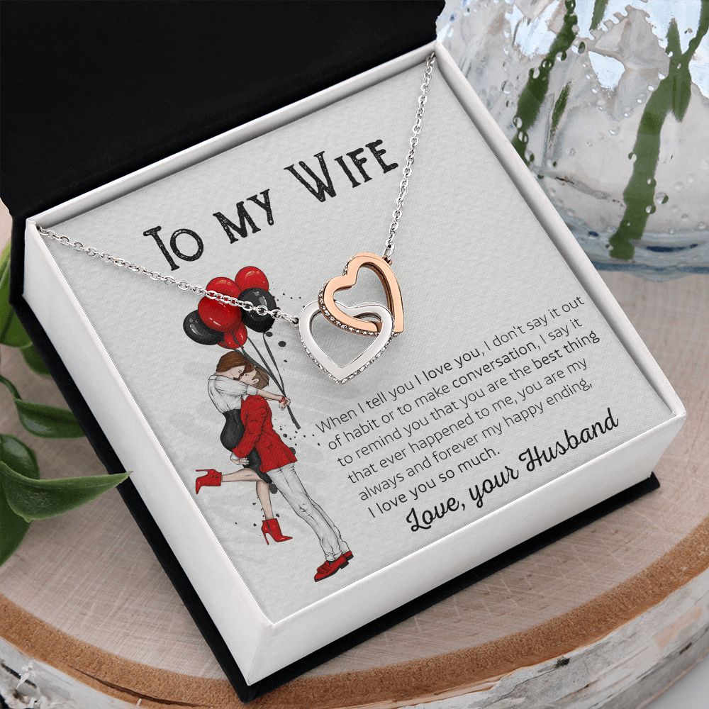 Birthday Gifts For Wife, Necklace Gifts For Wife From Husband, To My Wife Jewelry For Women , To My Wife Necklace  from Husband Wedding Anniversary Present For Wife, Beautiful Wife Jewelry Christmas 7 Interlocking Hearts Necklace