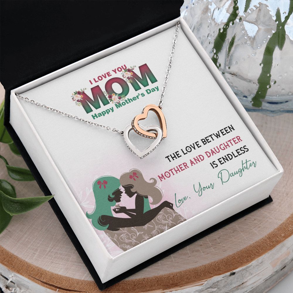 Mom Necklace Gifts for Mom from Daughter to Mom Gifts for Mothers Day from Daughter, To My Mom Necklace from Daughter to Mom Birthday Gifts Necklace with Message Card and Gift Box2236 Interlocking Hearts Necklace