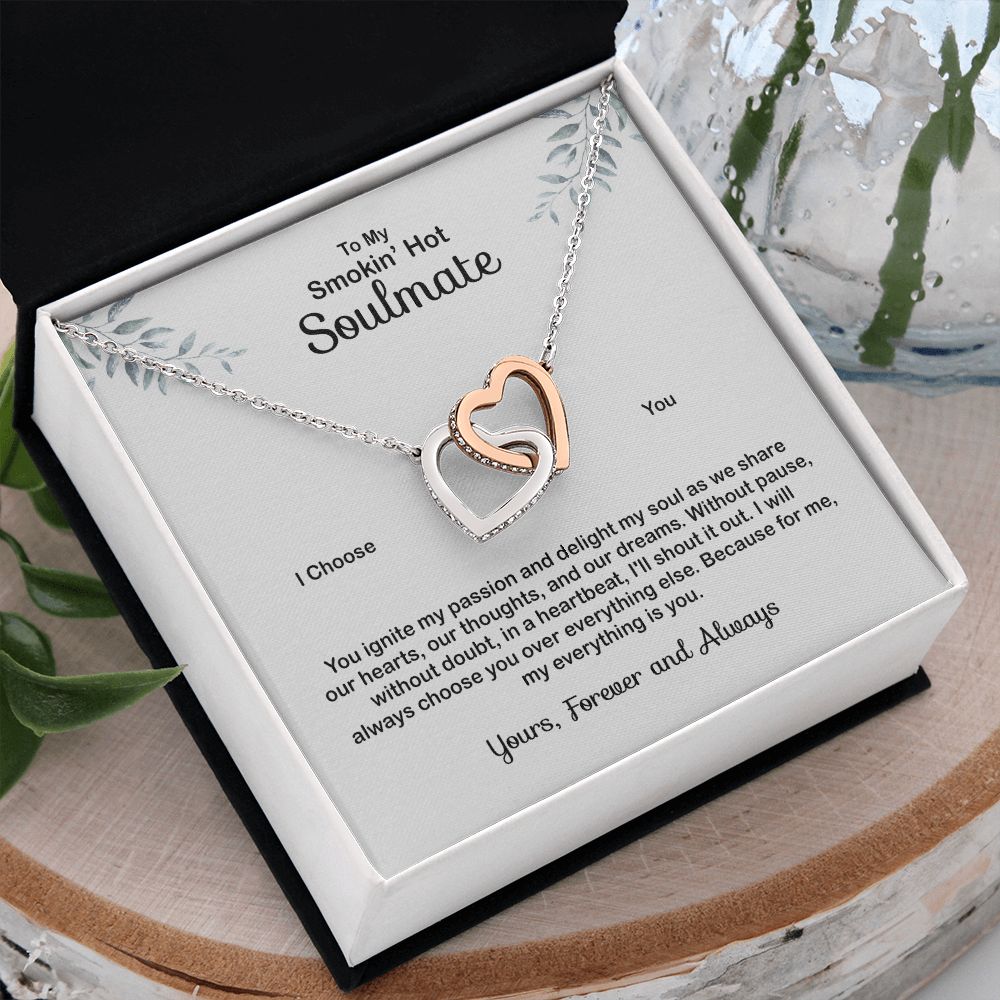 To My Soulmate Necklace for Women Birthday Valentines Day Jewelry Gifts For My Wife with Message Card Box Personalized Gift Present Pendant for Future Wife Soulmate Girlfriend Love 4 Interlocking Hearts Necklace