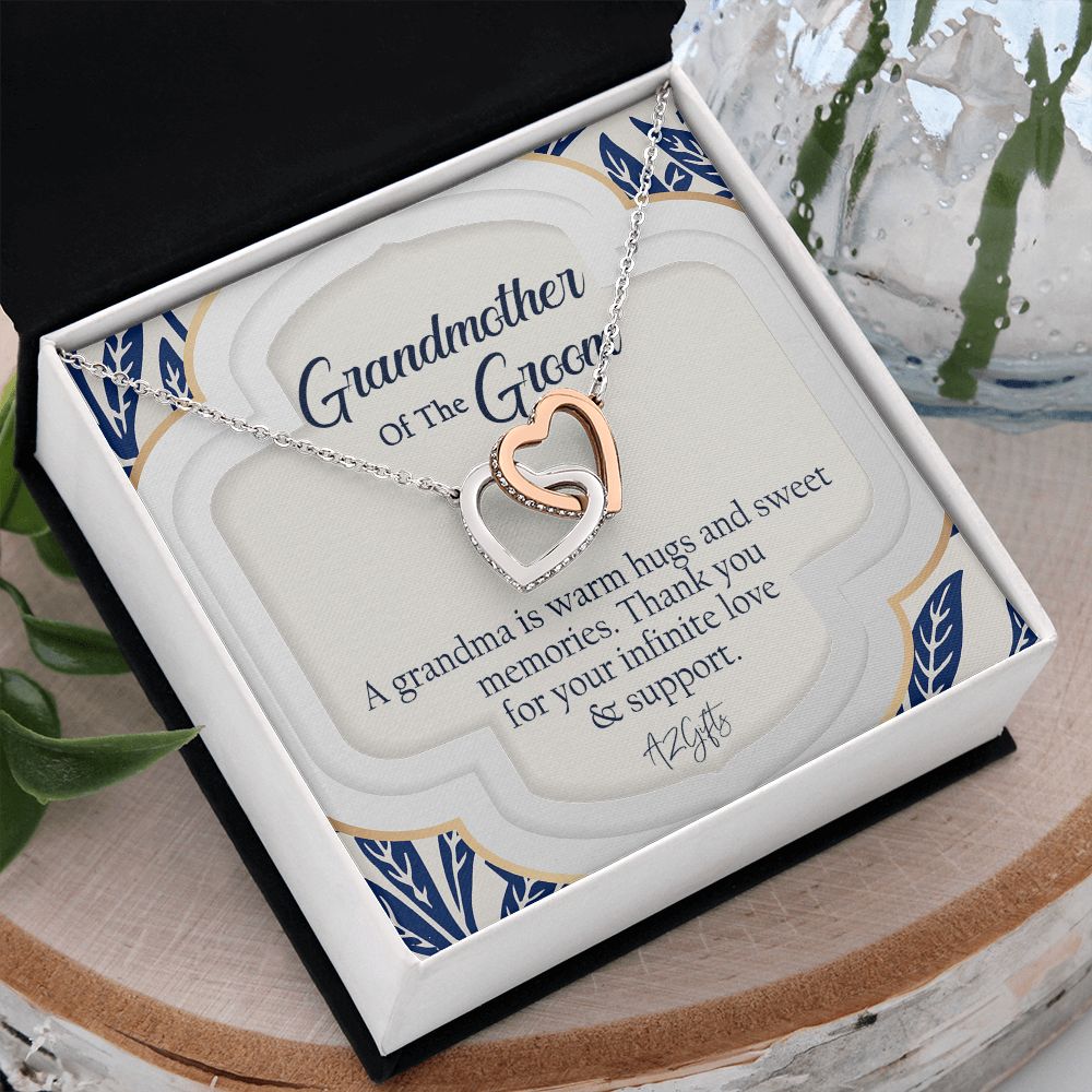 To My Grandmother Necklace, Gift for Grandmother Necklace, Mothers Day Gift For Grandma Nana, Grandma Jewelry From Grandchildren GrandKids , Jewelry Box Gift For Grandma Grandmother3 Interlocking Hearts Necklace