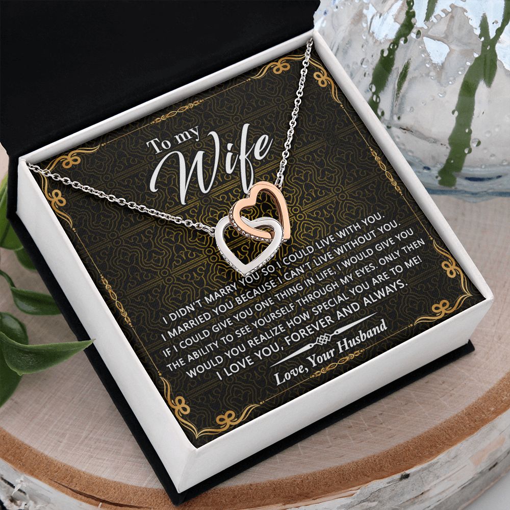 Birthday Gifts For Wife, Necklace Gifts For Wife From Husband, To My Wife Jewelry For Women , To My Wife Necklace  from Husband Wedding Anniversary Present For Wife, Beautiful Wife Jewelry Christmas25 Interlocking Hearts Necklace
