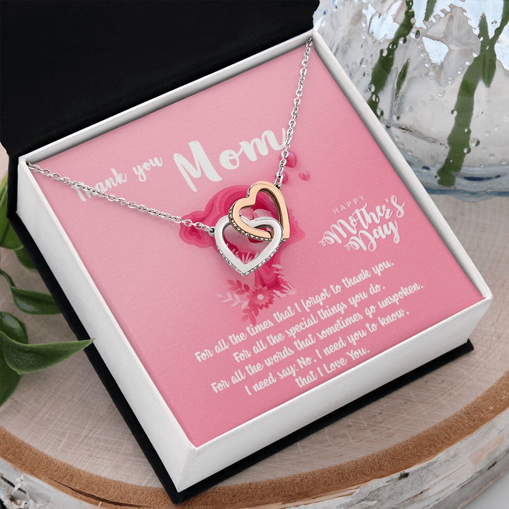Mom Necklace Gifts for Mom from Daughter to Mom Gifts for Mothers Day from Daughter, To My Mom Necklace from Daughter to Mom Birthday Gifts Necklace with Message Card and Gift Box5 Interlocking Hearts Necklace