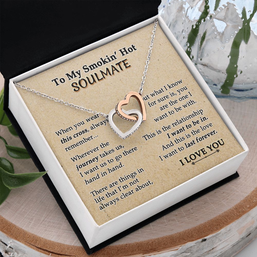 To My Soulmate Necklace for Women Birthday Valentines Day Jewelry Gifts For My Wife with Message Card Box Personalized Gift Present Pendant for Future Wife Soulmate Girlfriend Love 9 Interlocking Hearts Necklace