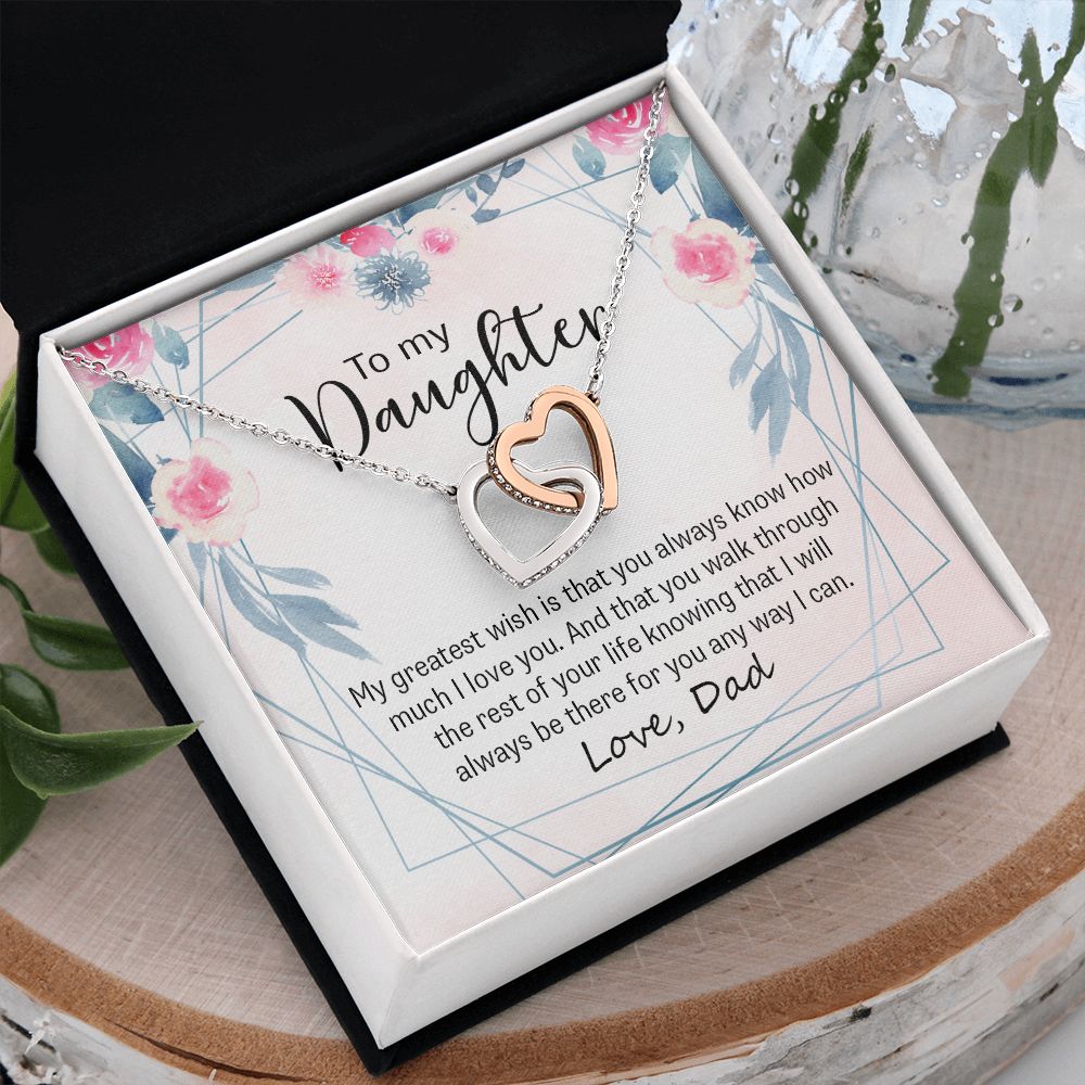 To My Daughter Gift Necklace from Mom, Mother and Daughter Necklace for Girls, Mother Daughter Gift Ideas, Jewelry Pendant Interlocking Hearts Necklace