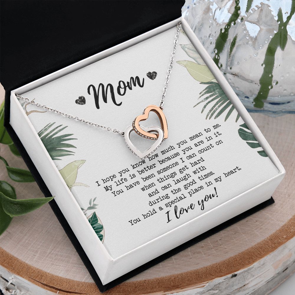 Mothers Day Gift, Gift for Mom, Birthday, Heart Necklace, Mother Daughter Necklace, Gifts for Mom from Daughter, from Son to Mom Interlocking Hearts Necklace