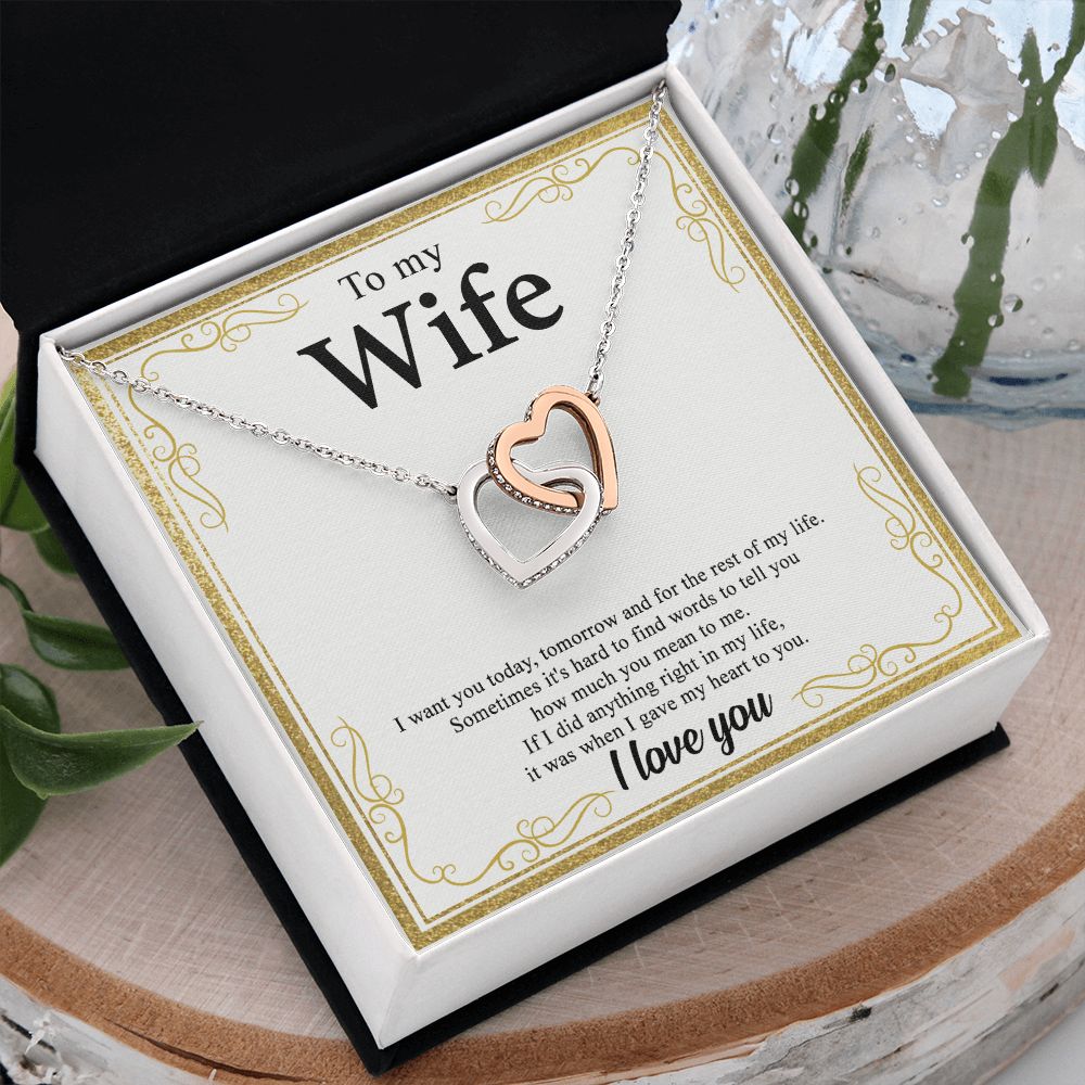 To My Wife Alluring Love Necklace Gift for Wife Valentines Day Gift for Her Interlocking Hearts Necklace