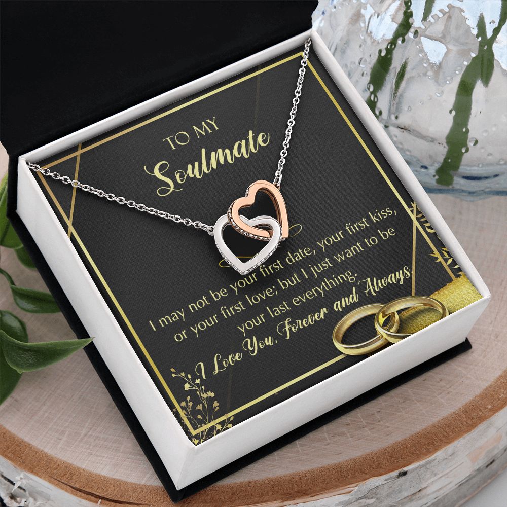 To My Soulmate Necklace for Women Birthday Christmas Jewelry Gifts For My Wife with Message Card Box Personalized Gift Present Pendant for Future Wife Soulmate Girlfriend Love 28 Interlocking Hearts Necklace
