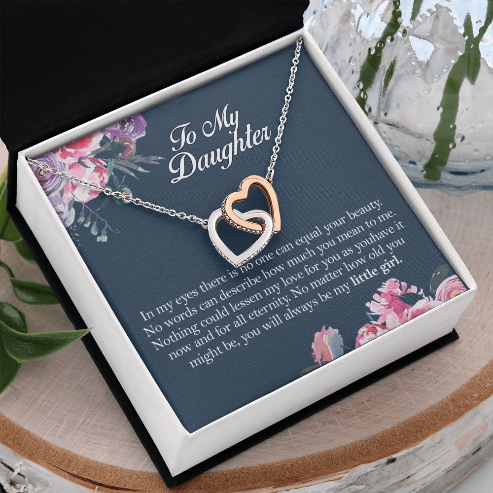 Mother Daughter Gift Ideas, To My Daughter Gift Necklace from Mom, Jewelry Pendant Present for Daughter, Birthday Christmas Gift Graduation Gifts for Daughters, Mother and Daughter Necklace 2139 Interlocking Hearts Necklace
