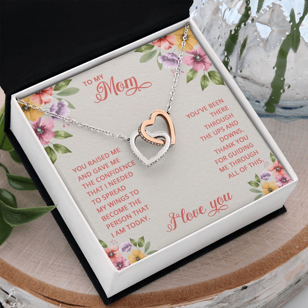 Mom Necklace Gifts for Mom from Daughter to Mom Gifts for Mothers Day from Daughter, To My Mom Necklace from Daughter to Mom Birthday Gifts Necklace with Message Card and Gift Box16 Interlocking Hearts Necklace