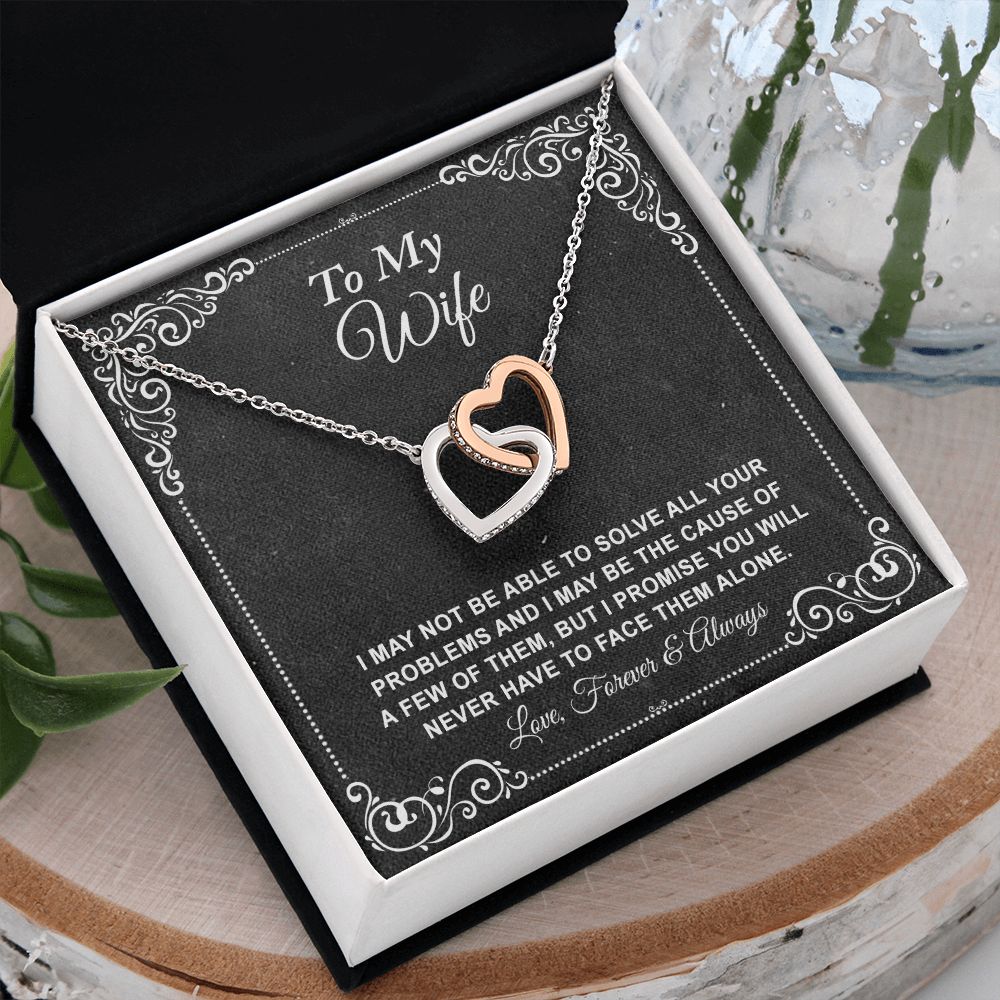 To My Wife Necklace, Gift For Wife From Husband, Anniversary Gift, Valentine's Interlocking Hearts Necklace