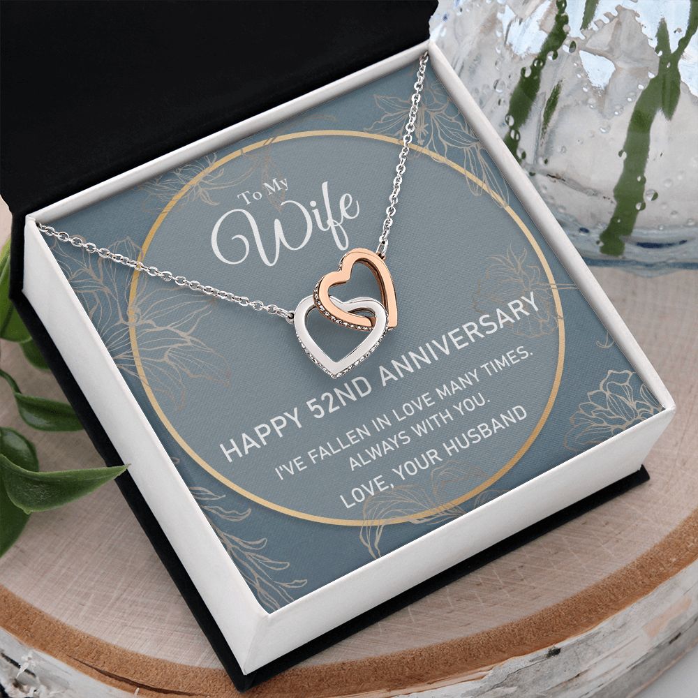 To My Wife Necklace from Husband, Personalized Necklace for Women, Luxury Necklace for Wife from Man Men, Wedding Anniversary Present For Wife, Beautiful Wife Jewelry Christmas Birthday Gifts For Wife5 Interlocking Hearts Necklace