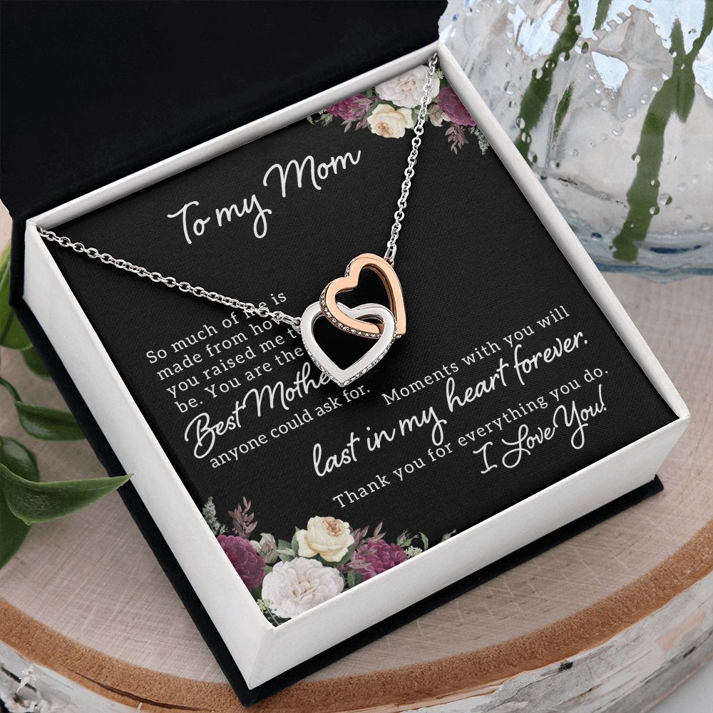 Mom Necklace Gifts for Mom from Daughter to Mom Gifts for Mothers Day from Daughter, To My Mom Necklace from Daughter to Mom Birthday Gifts Necklace with Message Card and Gift Box18 Interlocking Hearts Necklace