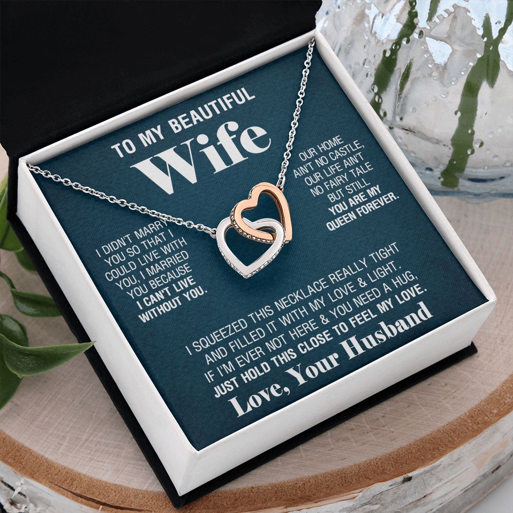 To My Beautiful Wife Necklace, Wedding Anniversary Jewelry For Women, Necklace For Wife from Husband, Gifts For Wife Birthday Gifts Necklace, Jewelry With Message Card In A Gift Box