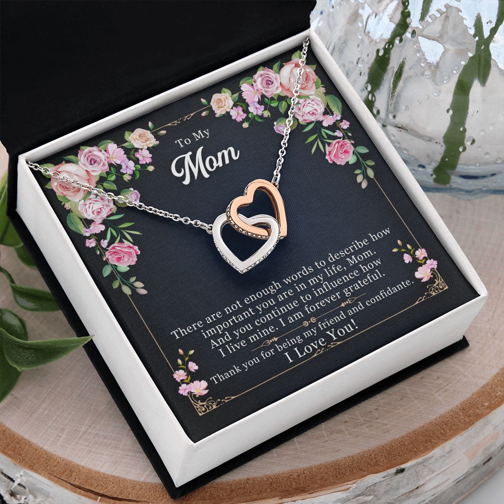 To My Mom Necklace Pendant Gift From Daughter Thank You For Being My Friend And Confidant With Message Card Gift For Mom Interlocking Hearts Necklace